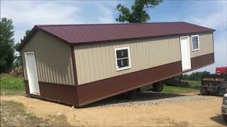 16x40 Metal Shed Delivery  Used for An OffGrid Cabin [upl. by Grigson55]