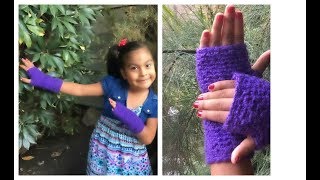 CROCHET Guantes Mitones Sin Dedos PARA NIÑA y Todas las Tallas Fingerless Mittens For Kids 💓 [upl. by Boylan]