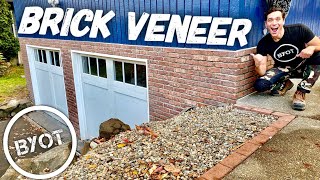 How To Install Brick Veneer Outside  DIY THIN BRICK [upl. by Ednalrym288]