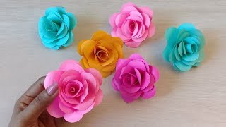 How to make Realistic Easy paper Roses  Paper flower DIY Rose flower making [upl. by Kila]