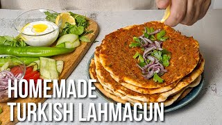 Turkish Lahmacun Recipe  Homemade Lamb Flatbreads [upl. by Jacintha]