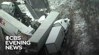 5 dead and over 60 injured in Pennsylvania highway pileup [upl. by Odoric812]