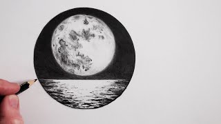 How to Draw The Moon Step by Step Pencil Drawing [upl. by Aiet]