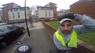 How you coming fast cyclist crash into man repairing car HD QUALITY ORIGINAL VIDEO █▬█ █ ▀█▀ [upl. by Treiber]