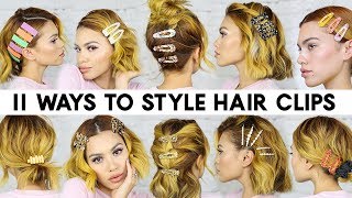 11 EASY Ways to Style HAIR CLIPS for Short Hair Braidless [upl. by Colet]