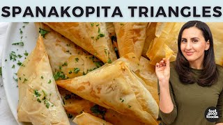 Easy Spanakopita  Traditional Feta amp Spinach Appetizer [upl. by Eilsehc]