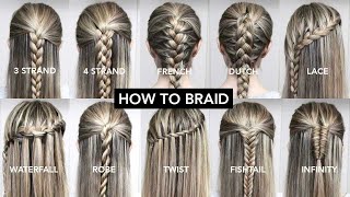 10 Basic Braids For Beginners  Easy DIY Tutorial [upl. by Navoj855]