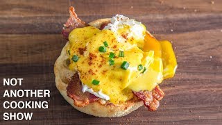 how to make EGGS BENEDICT with EASY BLENDER HOLLANDAISE SAUCE [upl. by Gerry]