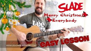 EASY GUITAR LESSON  MERRY CHRISTMAS EVERYBODY by SLADE [upl. by Kerin]