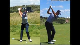 Justin Thomas golf swing  Long Iron faceon amp downtheline July 2017 [upl. by Acinad]