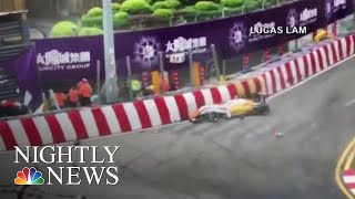 The Scary Moment A Teenage Formula 3 Driver Goes Airborne Crashes During Race  NBC Nightly News [upl. by Acnalb]