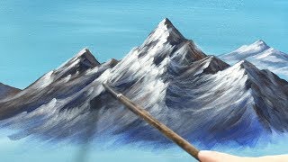 Winter series 2  How To Paint A Snow Covered Mountain in Acrylics using Filbert Brush [upl. by Allekram]