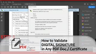 How to Validate DIGITAL SIGNATURE in Any PDF Doc  Certificate 10 Easy Steps  Sensys my PDF signer [upl. by Demitria]