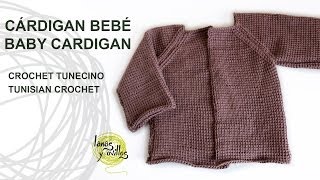 Tutorial Cárdigan Bebé Crochet o Ganchillo Tunecino [upl. by Klarika]