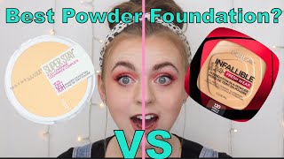 LOreal Infallible Fresh Wear Powder Foundation VS Maybelline Super Stay Powder Foundation [upl. by Cohl953]