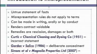 Misrepresentation Lecture 1 of 4 [upl. by Alomeda]