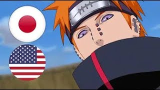 Sub vs Dub  Pain Destroys Konoha Leaf Village Almighty Push vs Shinra Tensei [upl. by Renfred326]