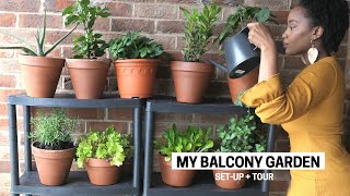 My Apartment Balcony Vegetable Garden  Container Gardening Beginner Tips SetUp amp Tour [upl. by Ettevahs]