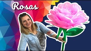 Rosas Gigantes de Papel Crepe 🌹 Roses Crepe DIY Craft Chuladas [upl. by Umeh982]