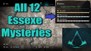 Assassins Creed Valhalla All Essexe Mysteries Locations guide [upl. by Jedthus]