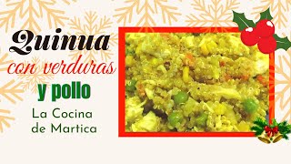 QUINUA con Verduras y Pollo  Receta Navideña Saludable [upl. by Ranchod111]