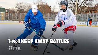 1vs1 KEEP AWAY Battles  iTrain Hockey Offensive  Defensive Training Intensive 1 [upl. by Akihsay]