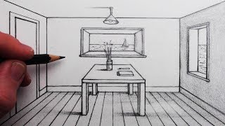 How to Draw a Room in 1Point Perspective for Beginners [upl. by Roxanna]