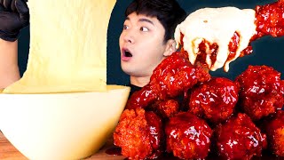 MUKBANG ASMRㅣSpicy Fire Chicken Stretchy Cheese Fondue Eat🍗Korean Buldak후니 Hoony Real Eating Sound [upl. by Eerazed]