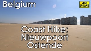 Belgian Coast Hike Nieuwpoort to Ostend Belgium 4K [upl. by Valry800]