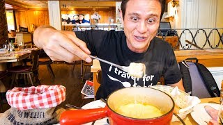 Swiss Food Tour  CHEESE FONDUE and Jumbo Cordon Bleu in Zurich Switzerland [upl. by Sivat]