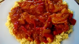 Hungarian Chicken Paprikash  Csirke Porkolt [upl. by Rosenkrantz]