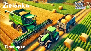 Harvesting and Bailing  Farming Simulator 25  Zielonka  Timelapse [upl. by Corenda]