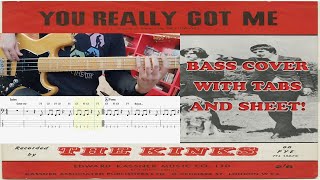 The Kinks  You Really Got Me BASS COVER In Standard Tuning with TABS and SHEET EASY VERSION [upl. by Mireille]