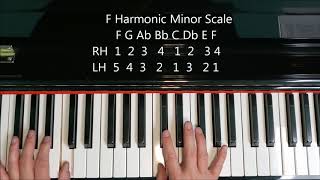 F Minor Scale on Piano Natural Harmonic Melodic [upl. by Alviani]