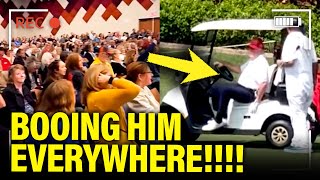 Trump RUNS TO GOLF and GETS BOOED EVERYWHERE [upl. by Norrat]