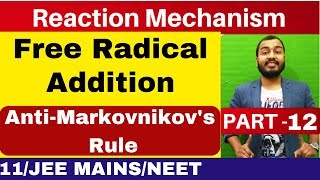 Reaction Mechanism 12  Free Radical Addition  Anti Markovnikovs Rule  JEE MAINSNEET [upl. by Stralka]