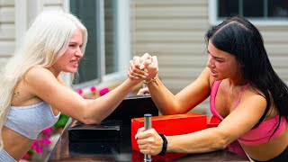 My 100lb Sister ARM WRESTLED My Girlfriend [upl. by Annaesor]