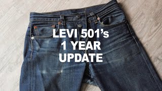 Levi 501 STF Shrink to Fit  1 Year of Progress Raw Denim [upl. by Absalom]