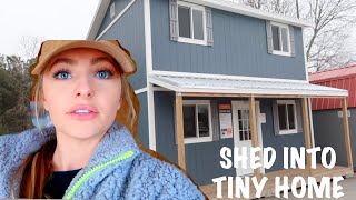 Convert a Shed into A Tiny Home For CHEAP [upl. by Aenaj]