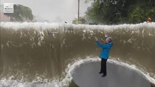 Storm Chaser Battles Hurricane Irma’s Powerful Winds  NBC News [upl. by Titania512]