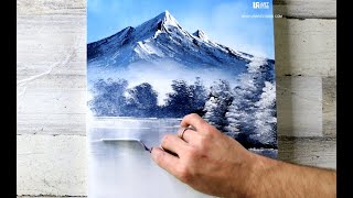 Mountain Lake  Easy Acrylic Painting for Beginners  Abstract Black and White Landscape [upl. by Ricard363]