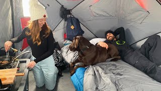 Winter Ice Camping With My GF in Extreme Winds 50 MPH [upl. by Husha686]