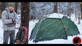 Solo Deep Snow Camp in the Mountains  Winter Overnight Adventure [upl. by Acey166]